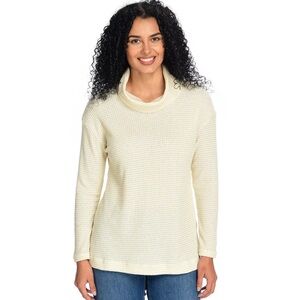 Women’s Christopher & Banks Long Sleeve Cream Cowl‎ Neck Metallic Thermal Top